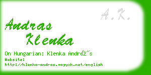 andras klenka business card